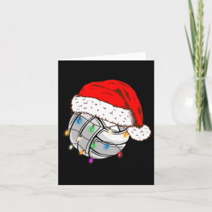 Carte Bal de volley-ball de Noël Santa Hat Funny Sport X
