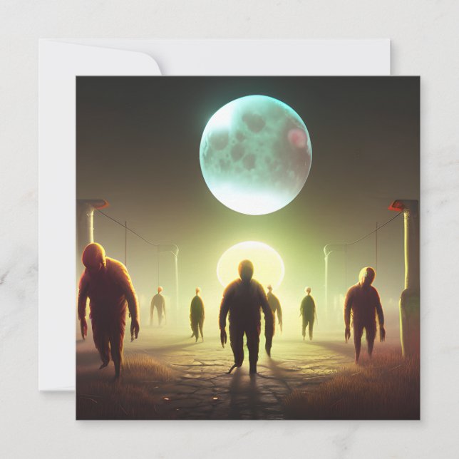 Carte Balade effrayante Zombie Halloween (Devant)