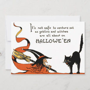 Carte Balai de Sorcière Chat Noir