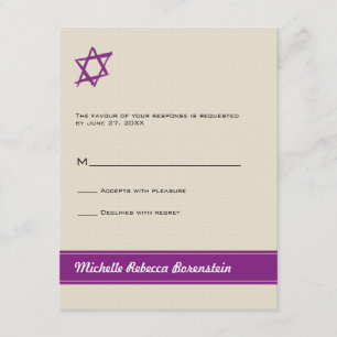Carte balayée de réponse de bat mitzvah d'étoile