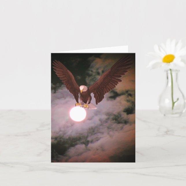 Carte Bald Eagle Full Moon Fantasy Note (Petite plante)