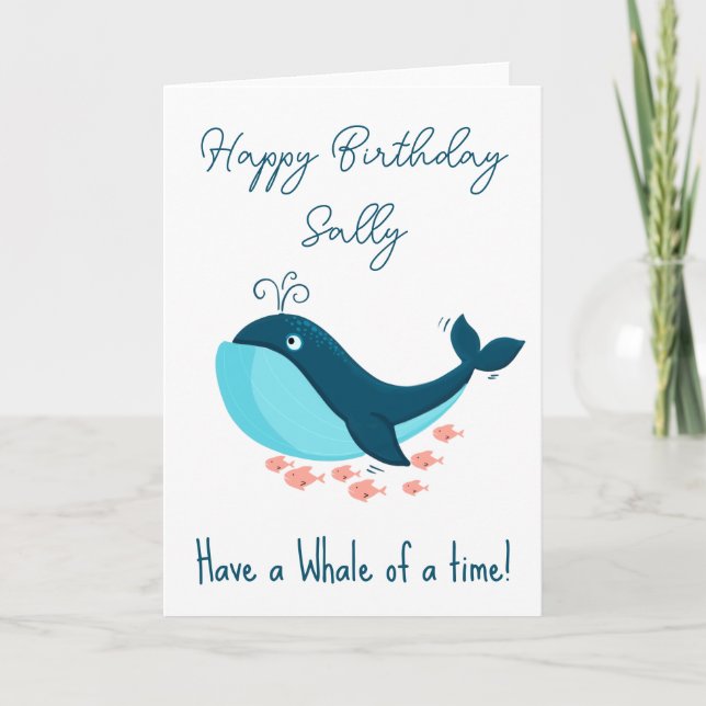 Carte baleine d'anniversaire heureux (Devant)