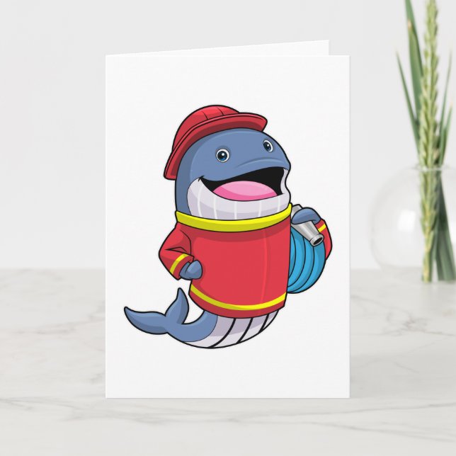 Carte Baleine en pompier avec tuyau (Devant)