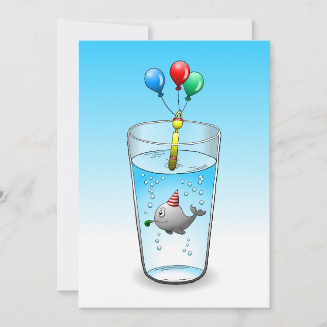Carte Baleine Pool Party Anniversaire (Devant)