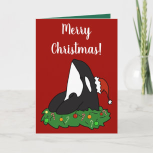 Carte Baleine tueuse Orca Christmas