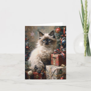 Carte Balinais Kitten Noël Portrait de chat