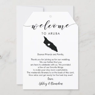 Carte Balise de bienvenue du Mariage Aruba, lettre Itiné