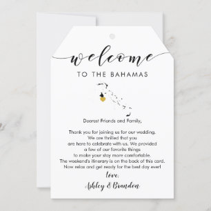Carte Balise de bienvenue du Mariage des Bahamas, lettre