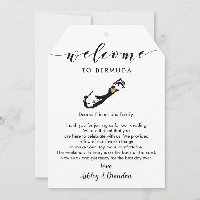 Carte Balise de bienvenue du Mariage des Bermudes, lettr (Devant)