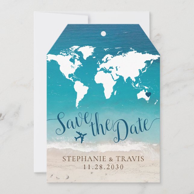 Carte Balise de mariage de destination plage (Devant)