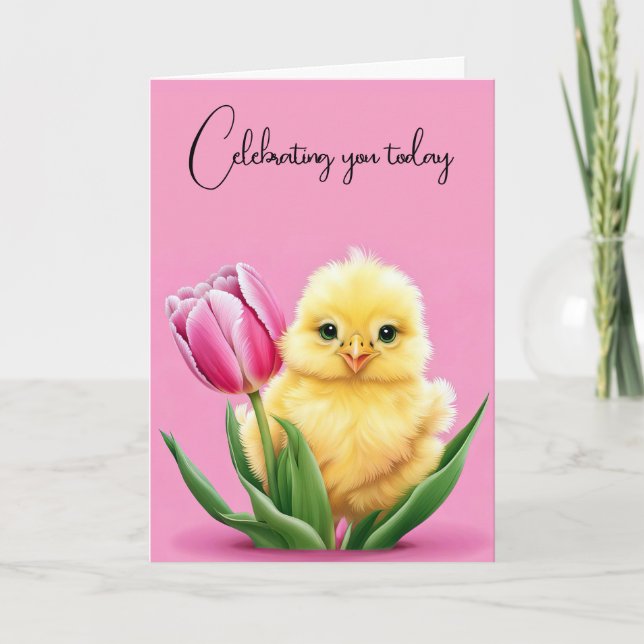 Carte Balle D'Anniversaire En Tulipe Rose (Devant)