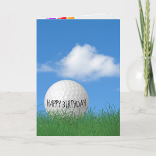 Carte balle de golf d'anniversaire dans l'herbe