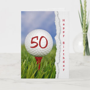 Carte balle de golf en tee pour 50e anniversaire