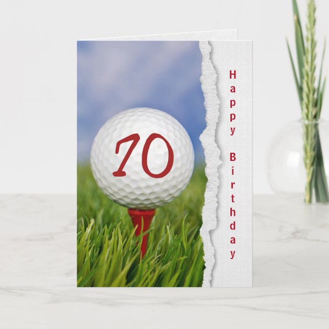 Carte balle de golf en tee pour 70e anniversaire (Devant)