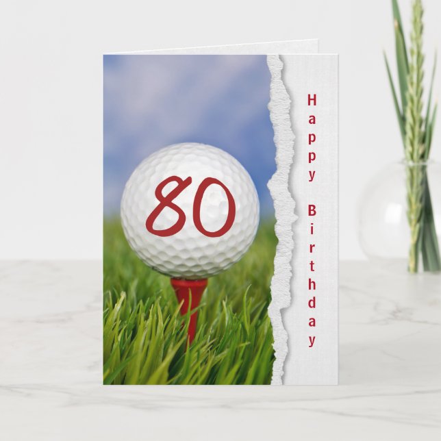 Carte balle de golf en tee pour 80e anniversaire (Devant)