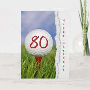 Carte balle de golf en tee pour 80e anniversaire