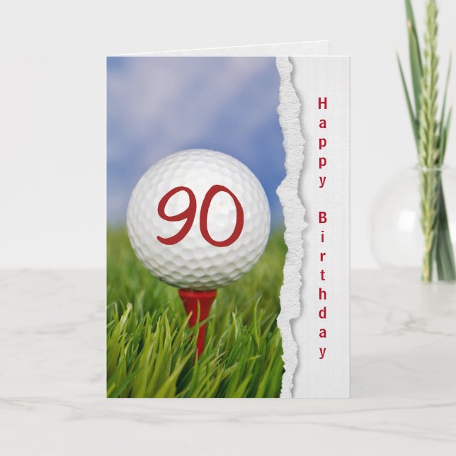 Carte balle de golf en tee pour 90e anniversaire (Devant)