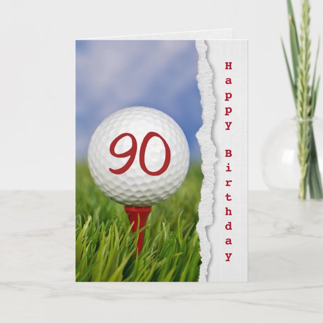 Carte balle de golf en tee pour 90e anniversaire (Devant)