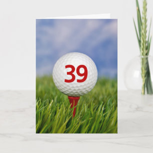Carte Balle de golf pour 39e anniversaire sur tee rouge