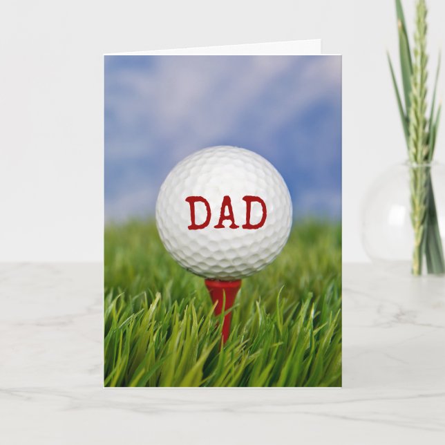 Carte balle de golf sur tee pour Fête des pères (Devant)