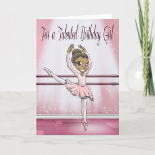 Carte Ballerina afro-américaine mignonne anniversaire