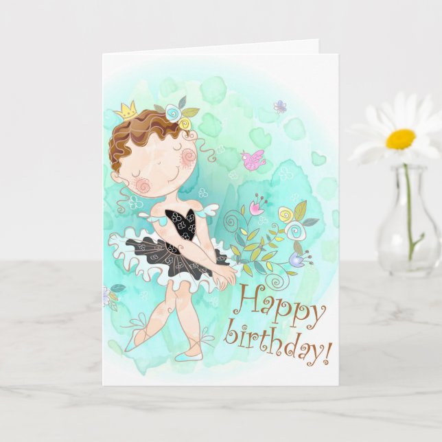 Carte Ballerina Danser Jolie Anniversaire (Petite plante)