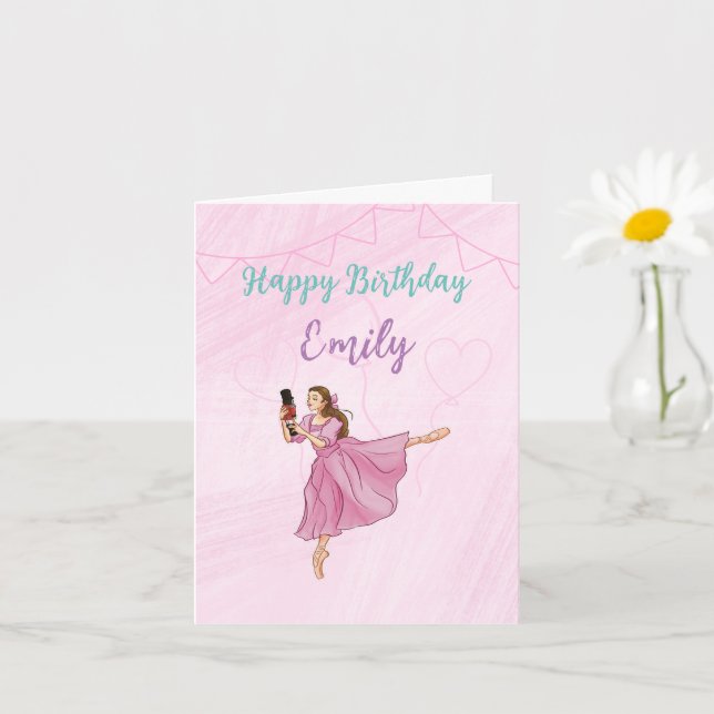 Carte Ballerina Nutcracker - Nom personnalisé Anniversai (Petite plante)