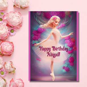 Carte Ballerina Rose Floral Rose Ballet Joyeux anniversa