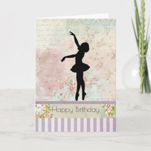 Carte Ballerina Silhouette sur l'anniversaire Motif Vint