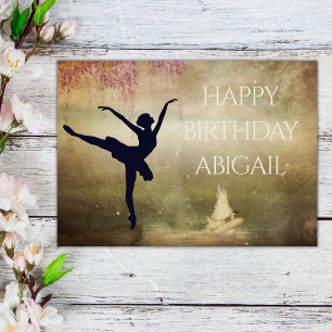 Carte Ballerina Swan Lake Dance Anniversaire Vintage
