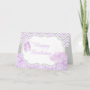 Carte Ballerine à chevron violet et gris
