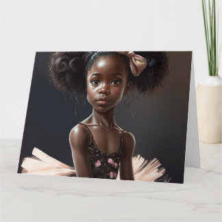 Carte ballerine afro-américaine, fille qui aime le balle