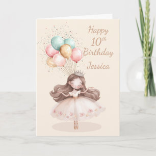 Carte Ballerine aux cheveux blancs et bruns 10ème annive