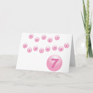 Carte Balles roses joyeux anniversaire 7 ans