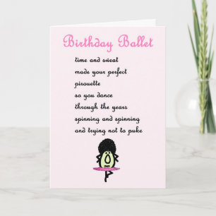 Carte Ballet d'anniversaire - le (mauvais) poème d'anniv