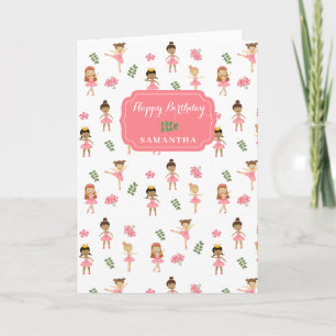 Carte Ballet Pink Ballerinas Danser Fille Anniversaire