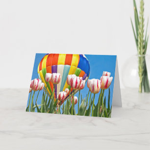 Carte Ballon à air chaud avec tulipes à ressort