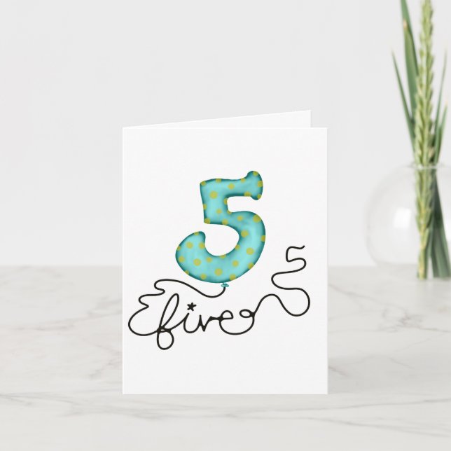 Carte ballon de cinquième anniversaire (Devant)