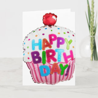 CARTE BALLON DE PETIT GÂTEAU D'ANNIVERSAIRE