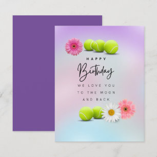 Carte Ballon de tennis et Fleurs pour Joueur Anniversair