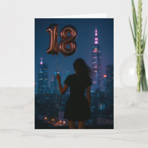 Carte Ballon élégant pour les 18 ans avec lumières de la