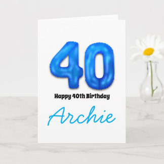 Carte ballon numéro d'anniversaire 40 personnalisé