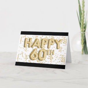 Carte Ballons à huile noire et or Joyeux 60e anniversair