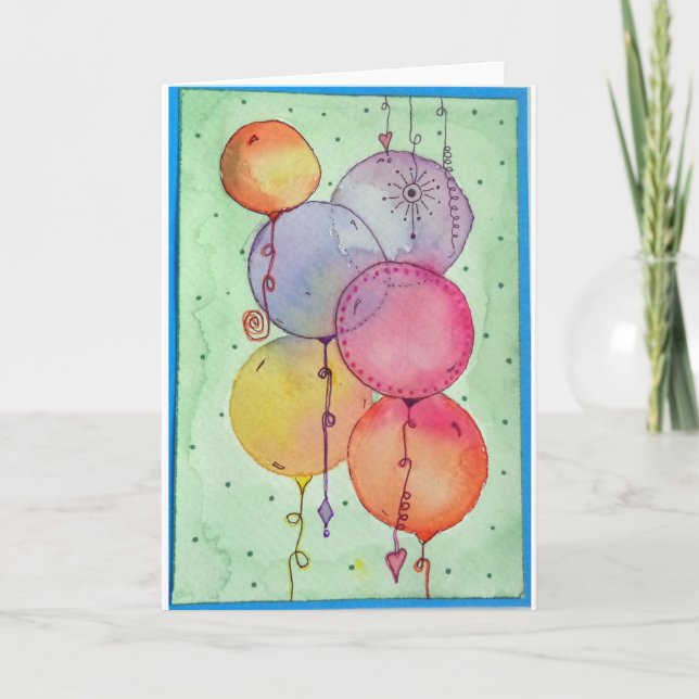 CARTE BALLONS À L'AQUARELLE (Devant)