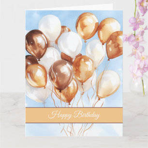 Carte Ballons blancs or Cieux bleus Anniversaire