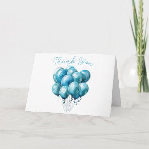 Carte Ballons Bleus Aquarelle Garçon Baby Shower Remerci