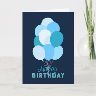 Carte Ballons Bleus Bleu Joyeux Anniversaire