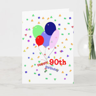 Carte Ballons colorés du 90e anniversaire
