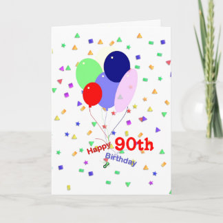 Carte Ballons colorés du 90e anniversaire