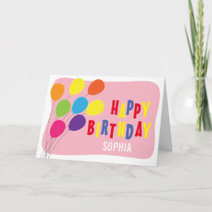 Carte Ballons colorés Filles voeux d'anniversaire